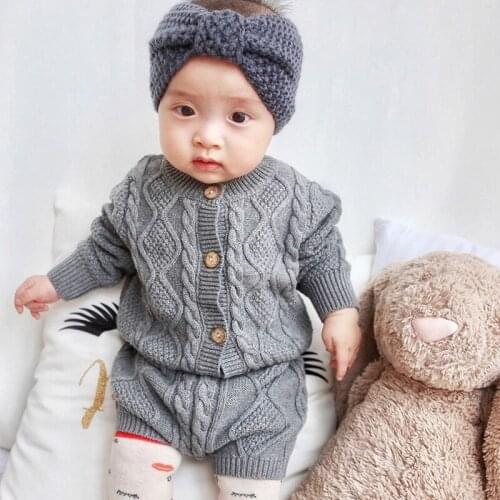 New 2019 Autumn Infant Children Clothing Sets Boys Girls Baby Knit Sweater Cardigan + Shorts Suit Brand Cotton Baby Clothes Suit