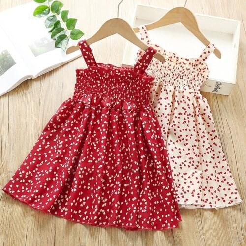 2021 new Summer New party style clothes Girls Sexy Dress Red floral Plaid children kids Sleeveless cotton Short Dresses