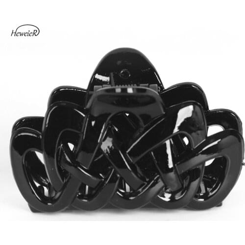 New Lady Black Plastic Hair Jaw Claw Clip Crab Clamp Grip Hair Jewelry Headwear Women Barrette Headdress Accessory 80mm x 40mm
