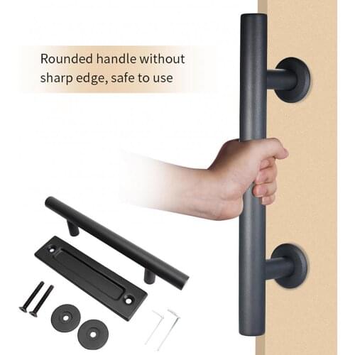 12inch Black Carbon Steel Sliding Barn Door Handle Recessed Pull Hardware Set Cabinet Door Handles Kitchen Wardrobe Handle