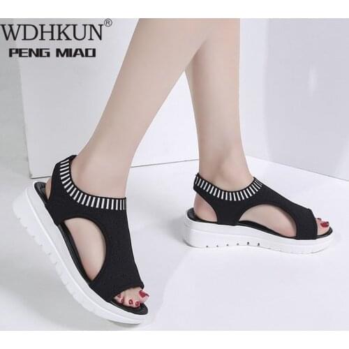 Women Sandals 2020 New Female Shoes Woman Summer Wedge Comfortable Sandals Ladies Slip-on Flat Sandals Women Sandalias