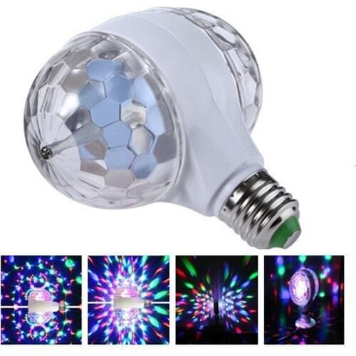 LED 6W Rotating Bulb Light with Dual Head Magic Stage Disco Lamp Rotating Double-headed LED Stage Light Colorful Light Bulb