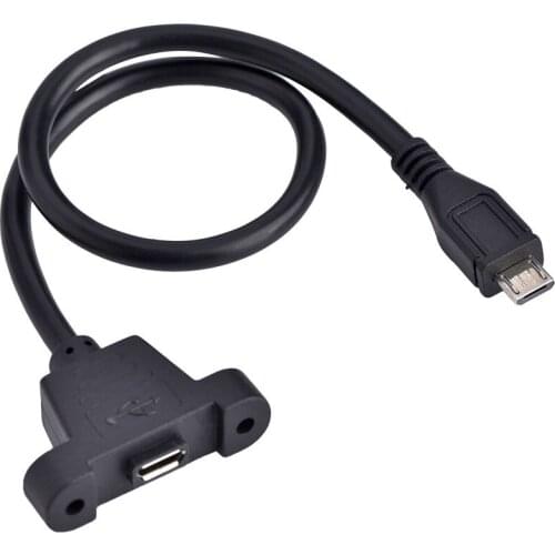 Micro-USB 5Pin Male to Female w/Screw Hole Panel Mount Extention Cable