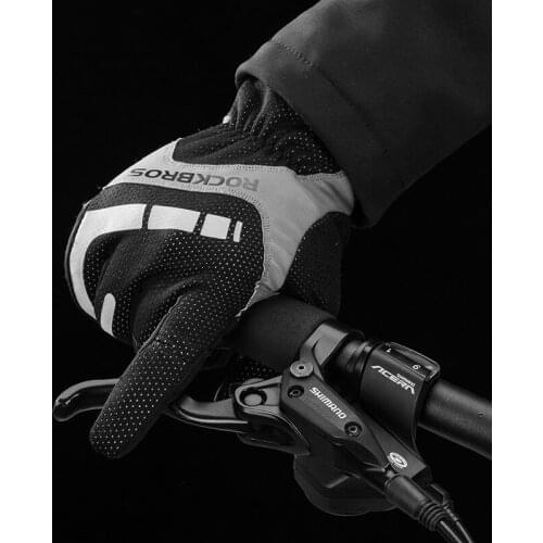 ROCKBROS Cycling Gloves Thicken Windproof Waterproof Ski Motorcycle Keep Warm Sensitive Touch Screen SBR Bike Gloves