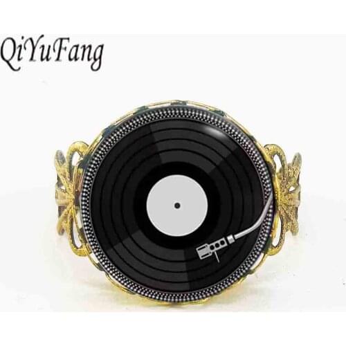 Vintage DJ vinyl LP Steampunk Ring hero large Disc Ring charm chain man woman toy new christmas