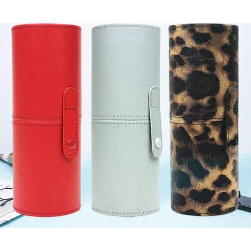 Waterproof Wear Resistant PU Leather Cosmetic Brushes Storage Holder Organizer Case Box for Travel Business Trip Daily Use