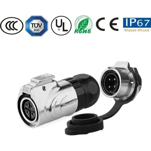 Waterproof connector 4pin electronics Seal up plug Industry Metal aviation signal Power Supply Waterproof connector IP67 socket