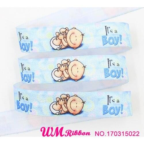 WM wholesale/OEM ribbon 16mm 5/8inch cartoon baby printed folded over elastic Webbing 50yds/roll FOE free shipping for hair ties