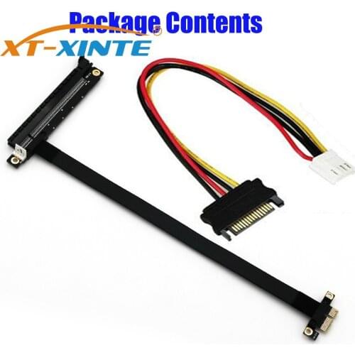 XT-XINTE High Quality PCI-E PCI Express 1X to 16X Extension Cable with Additional Power Cable Input Connector 24cm
