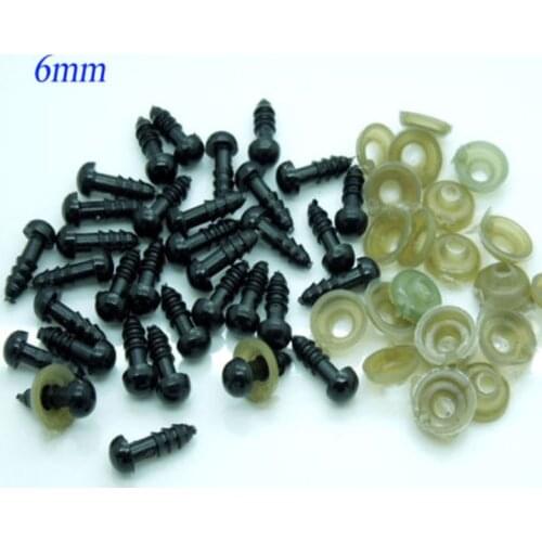 6mm Black Safety Eyes / Plastic Doll eyes Handmade Accessories For Bear Doll Animal Puppet Making - 100 pairs/lot