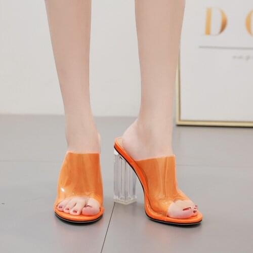 Lady Sandal Summer Thick High Heels Slippers Sexy Fashion Womens Sandals Woman Shoe Sandal Free Ship New Design Transparent PVC