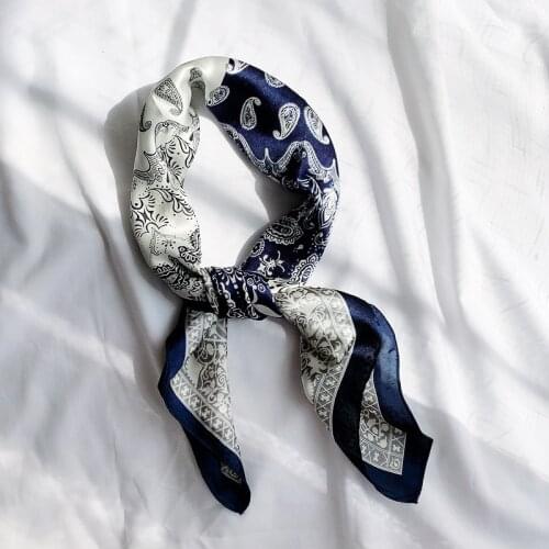 Hot Paisley Two Color Combine Elegant Prints Women Scarf Silk Square Shawl Wrap Lady Bandana