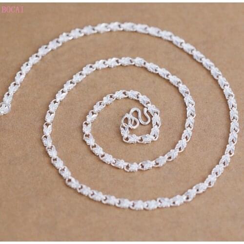 BOCAI S990 Pure Silver Butterfly Peach Heart Flower Necklace Female Double Sided Love Phoenix Tail Silver Chain Clavicle Chain