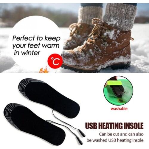 1Pair USB Heated Shoe Insoles Can be cut Warming Pad Feet Warmer Sock Pad Mat Winter Outdoor Sports Heating Insoles Winter Warm