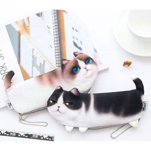 1x Cute Simulate Cat Makeup Cosmetic Bag Pencil Case Zipper Coin Pouch Purse