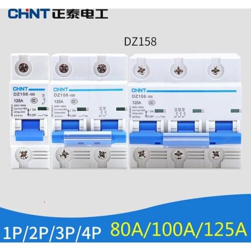 CHINT Brand DZ158 Home Mini Circuit Breaker Air Switch 1P 2P 3P 4P 80A 100A 125A MCB