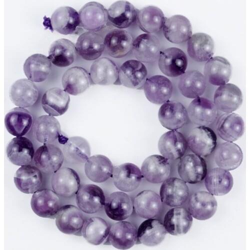 Natural Stone Beads Transparent Dream Amethyst Round Loose Beads 4/6/8/10/12mm for Making DIY Bracelet Earrings Accessories