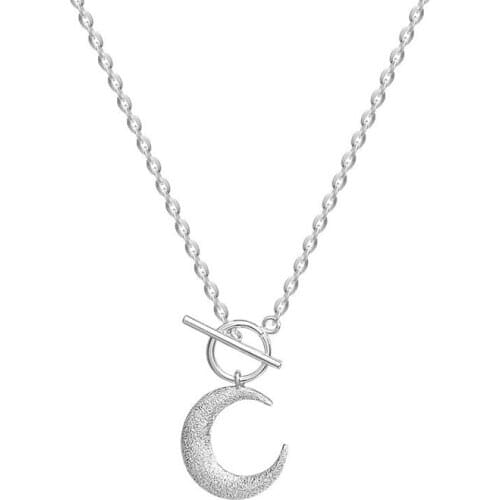 MLKENLY 925 Sterling Silver Moon Pendant Necklace Clavicle Chain Light Luxury High Sense Exquisite Niche Personality Accessories