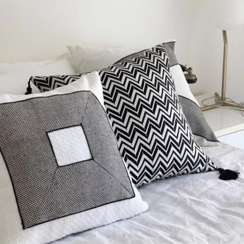 DUNXDECO Morroco Cushion Cover Decorative Pillow Case Luxury Simple White Black Geometric Art Home Sofa Chair Coussin
