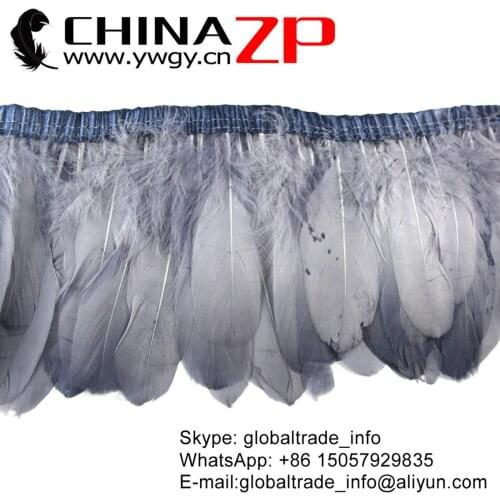 CHINAZP Factory Newest Plumage Exporting 10yards/lot Best Quality Dyed Grey Goose Feather Fringe Trimming