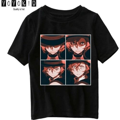 Japanese Anime Bungo Stray Dog Osamu Dazai Boy Cute Girls Streetwear T-shirt Chlidren Summer Top Baby T Shirt Cartoon Shirt