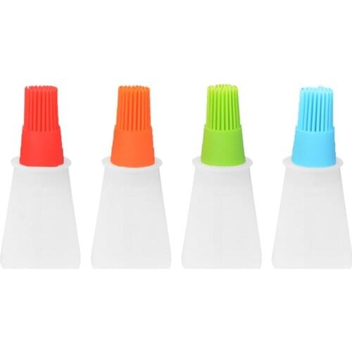 Hot Sale 1PC Portable Silicone Oil Bottle with Brush Grill Oil Brushes Liquid Oil Pastry Kitchen Baking BBQ Tool