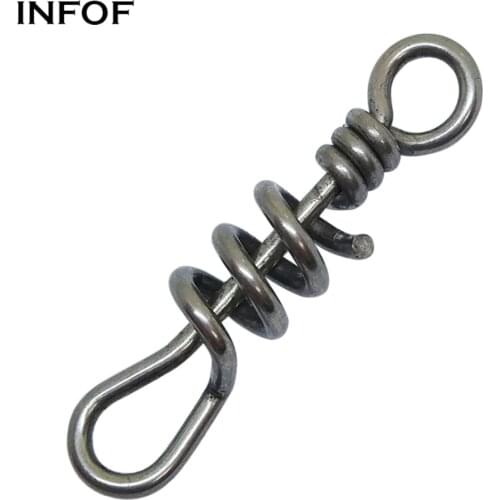 INFOF 50pcs Swivels Fishing Connector Screwed Snap Swivel Hook Sea Fishing Tackle Stainless Steel