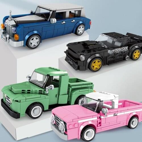 Building Blocks Brick Vehicle Educational Construction Retro Toys Speed Champion City Technical Car Sports Vehicle For Kids