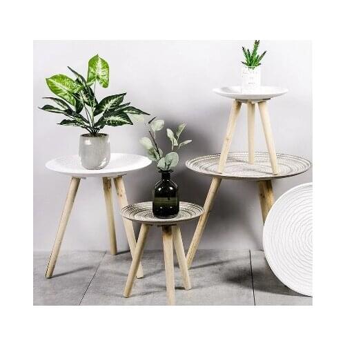 Creative Nordic Wood Low Round Coffee Table Tray Storage Table Tea Fruit Snack Service Plate Tray Bed Living Room Sofa Side