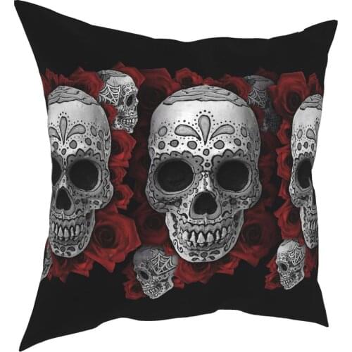 Mexican Skull And Roses Throw Pillow Cover Decorative Pillow 45*45cm Pillowcover Home Decor