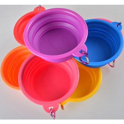 A Portable Feeding Bowl Dog Pet Folding Silicone Bowl Outdoor Travel Puppy Food Container Feeder Dish Bowl
