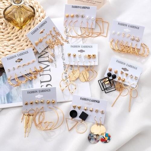 X&P Fashion Set For Women Hoop Earrings Set For Women long Earring Pearl Heart Earrings 2021 Trend Girlfriend Jewelry Gift New