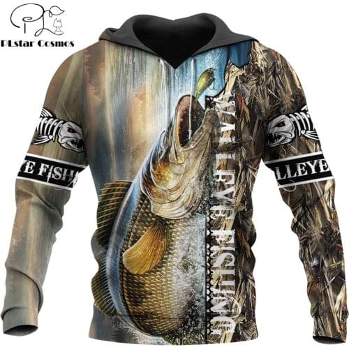 Walleye Fishing 3D Printed Mens Hoodie Harajuku Streetwear autumn hoodies Sweatshirt Unisex Casual Jacket Tracksuits KJ0112