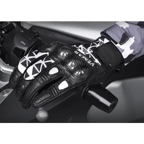 Mens Motorcycle Leather Mesh Carbon Protect Gloves Touch Screen Breathable Vemar graffiti