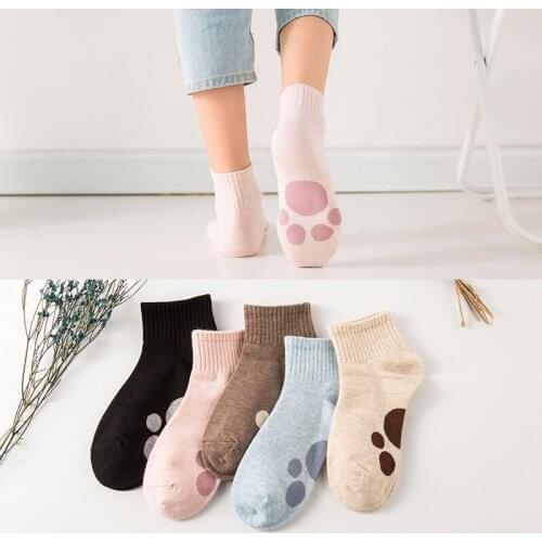 5 Pairs of Socks Female Japanese Mid-tube Spring and Summer College Style Cartoon Pure Cotton Sports All-match Breathable Socks