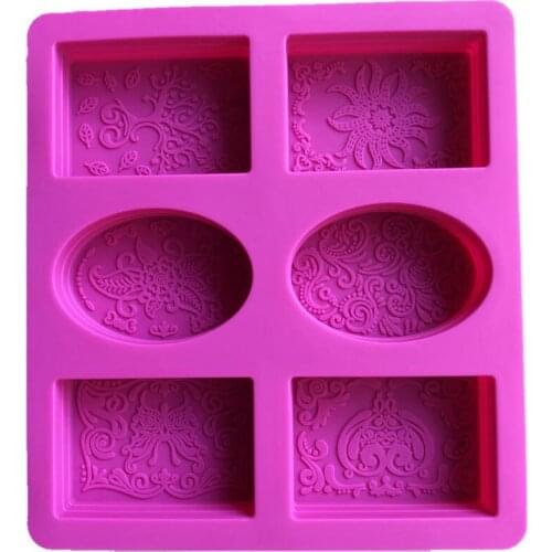 New Silicone Soap Mold for Soap Making 3D 6 Forms Oval Rectangle Soap Mould Handmade Craft Flowers Bathroom Kitchen Soap Mold
