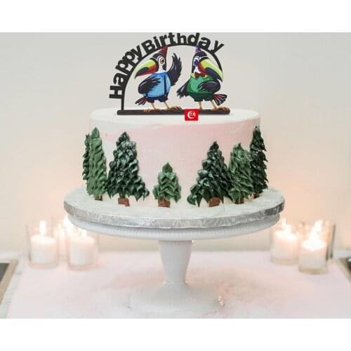 New Colorful Bird Happy Birthday Cake Toppers Gold Rose Gold Birthday Cupcake Toppers for Baby Birthday Party Cake Decorations