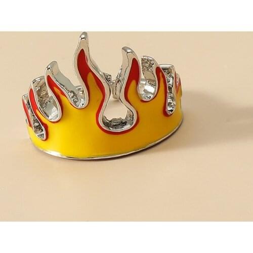 Retro Flame Opening Rings for Women Metal Charms Vintage Punk Friendship Rings Jewelry Aesthetics Gifts 90s Party New