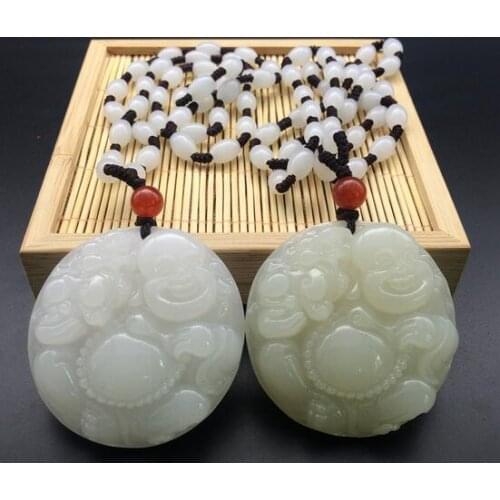 Genuine natural authentic Afghan sheep fat white jadeite Buddha pendant AAAAAA Free shipping