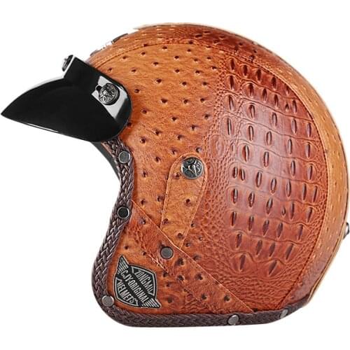 Soldier Retro Helmet Motorcycle Casco Para Moto Accessories Seasons Motorbike Half Helmet Leather 3/4 Helmet Casco Moto 5552