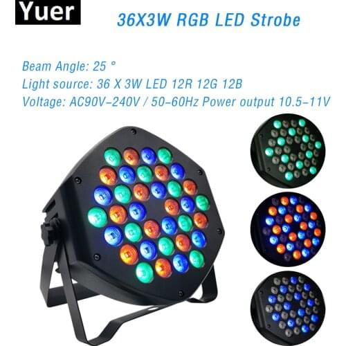 36X3W LED Stage Light RGB Strobe Party Light Crystal Magic Ball Bulb DMX 512 Par Light 90-240V Stage Disco Club DJ Projector