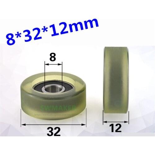 SWMAKER 8*32*12mm PU polyurethane pulley bearing mute for Banknote drawer, medical equipment, instrument plane roller