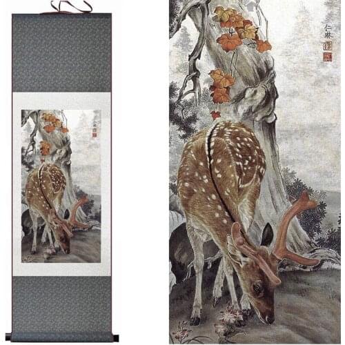 Top quality sika deer painting traditional Chinese Art Painting Home Office Decoration Chinese painting deer painging