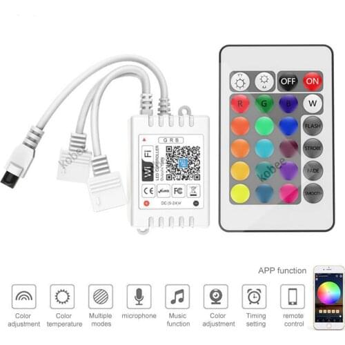 Magic Home Wifi LED RGB Controller 5-24V With IR 24Key Remote Control LED Strip Lights APP Smart Lamps Bulbs wifi led controller