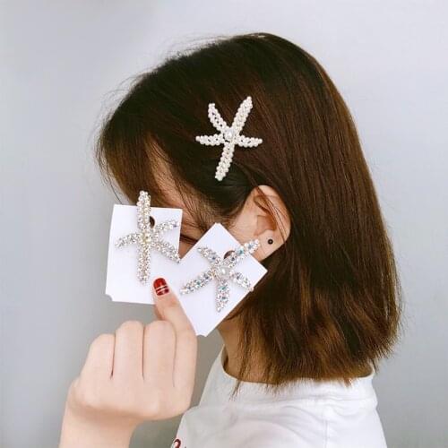 60pcs/lot DIY Multi Simple Starfish Upgrade Pearl Hair Duck Clips Fully-jewelled Hairpin Hair Styling Tools Accessories HA1786