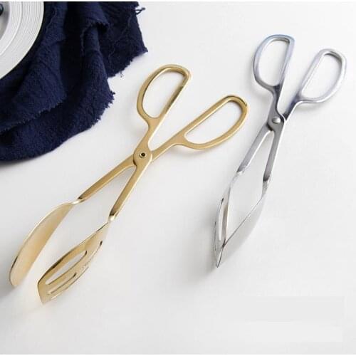 Stainless Steel Clip Gold-plated Ice Clip Buffet Salad Bread Clamp Barbecup Clip Multifunctional Tong Kitchen Baking Tools 1 Pc