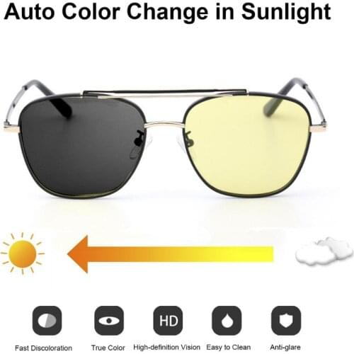 FENCHI Night Vision Glasses For Driving Pink Discolored Sunglasses Women Men Zonnebril Dames Rose Gold Frame Oculos Feminino