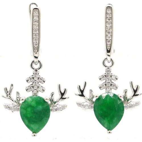 41x25mm Fancy Created White Bright Cubic Zircon For Ladies Bride Wedding Silver Earrings Fine Jewelry Gift