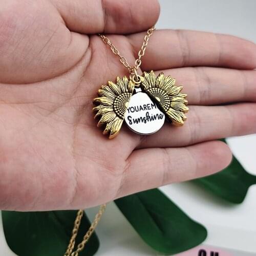 You Are My Sunshine Sunflower Necklaces for Women Rose Gold Silver Color Long Chain Sun Flower Female Pendant Necklace Jewelry