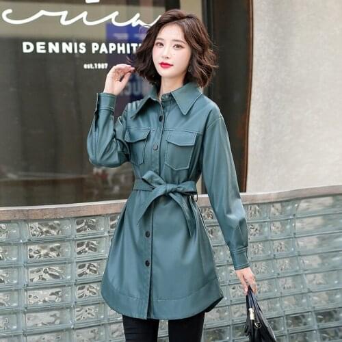 Large Size 3XL PU Women Leather Coat New 2021 Spring Motorcycle Women Leather Jacket Long Slim Autumn Female Clothing Black